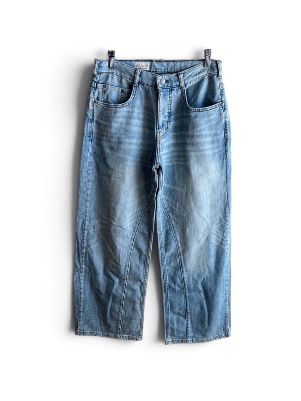 NEW Pilcro Anthropologie Light-wash Cropped Wide Legged Sz 26